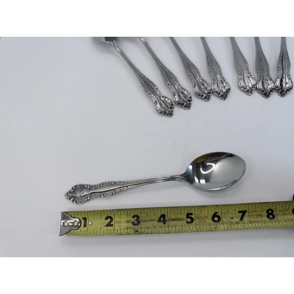 Stanley Roberts DYNASTY Stainless 5 Petal Flower - Set of 8 Soup Spoons Japan